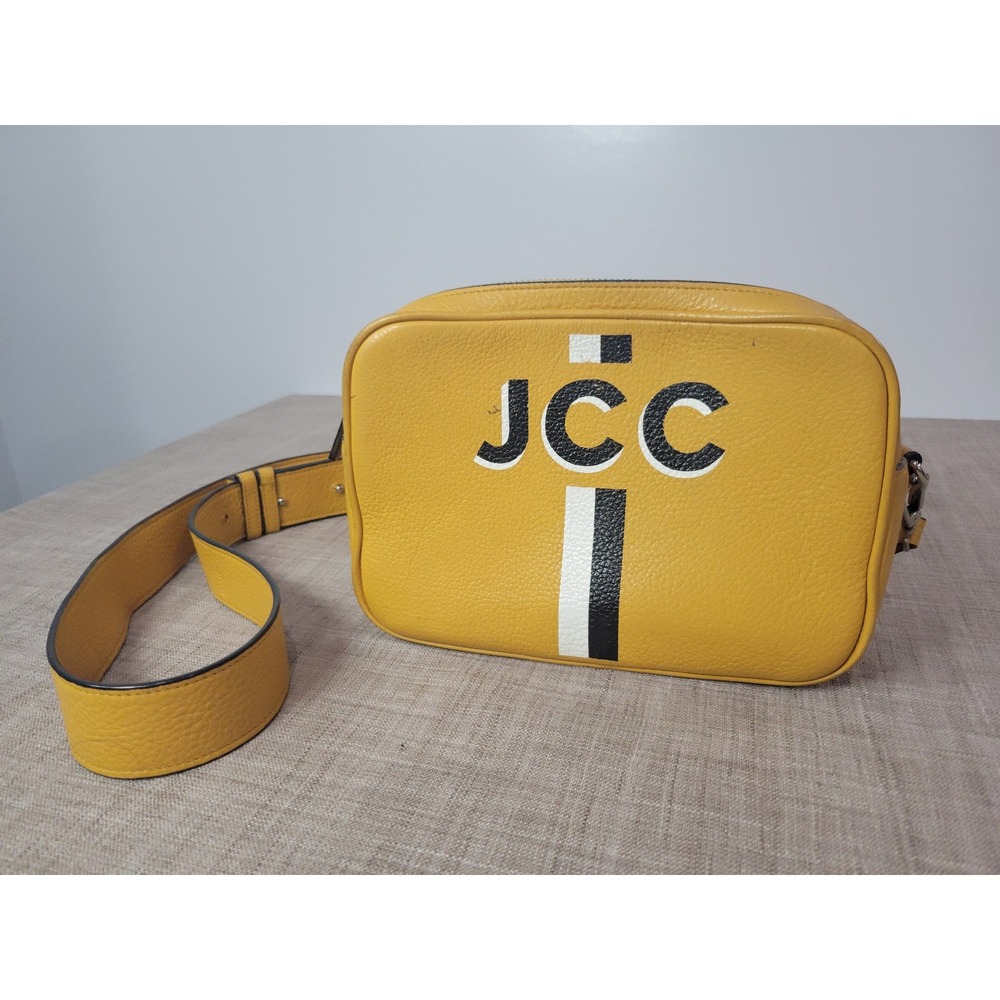 Leatherology Yellow Leather Willow Crossbody Bag‎ Double Zip Monogram Camera Bag
